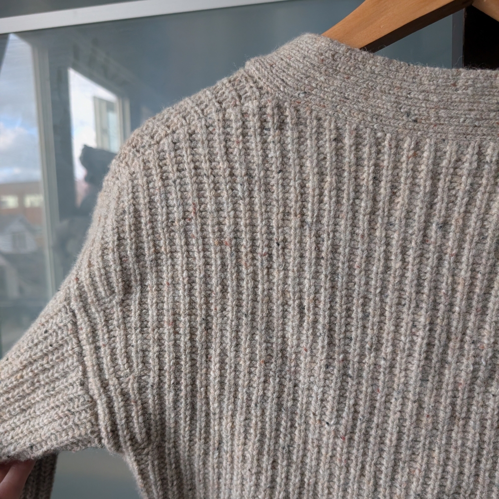 🐑 Frank & Oak Lambswool Oatmeal V-Neck Sweater - XS - Picture 7 of 8
